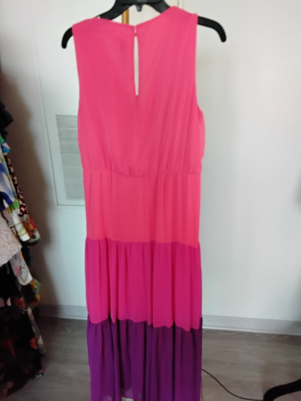 NWOT Julian Taylor Sleeveless Colorblock Maxi in Hot Pink and Purple - Picture 3 of 3